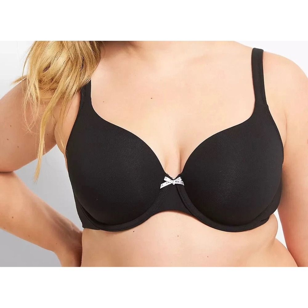 Cacique Womens Cotton Collection Lightly Lined Full Coverage Bra Black 38H NEW